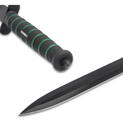 USMC Blackout Combat - Espada de doble filo con funda de nailon, hoja de acero inoxidable no reflectante AUS-6, mango de goma,