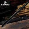 USMC Blackout Combat - Espada de doble filo con funda de nailon, hoja de acero inoxidable no reflectante AUS-6, mango de goma,