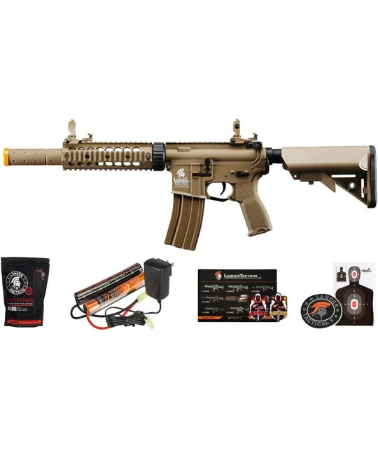 Lancer Tactical - Rifle de airsoft SD M4 GEN 2 Rifle eléctrico de polímero - AEG completo/semi-automático de Airsoft con 0.20g