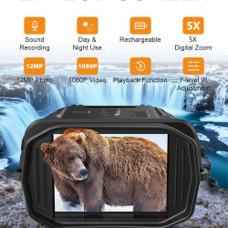 Gafas de visión nocturna, 1080P 984 pies 7 niveles digitales recargables por infrarrojos de visión nocturna 850 NM, pantalla de