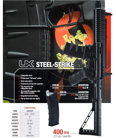 Rifle de aire Umarex Steel-Strike automático, calibre 177, BB