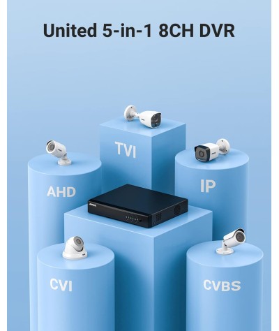 ANNKE - 5MP Lite sistema de cámara de seguridad al aire libre, 8 canales H.265+ DVR y 8X1920TVL, IP66 resistente a la