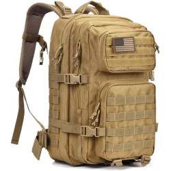Reebow Gear Mochila táctica militar, grande, bolsa de emergencia con capacidad hasta para 3 días, Molle, bronceado