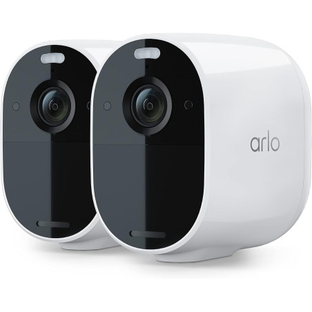 Arlo Essential Spotlight - Paquete de 2 cámaras de seguridad inalámbricas, video de 1080p, visión nocturna a color, audio de 2