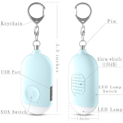 Safesound - Llavero con alarma personal con sirena de 130 dB, con linterna LED de emergencia, dispositivos de protección