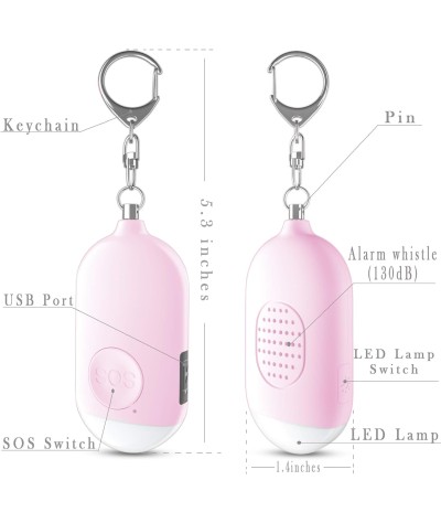 Safesound - Llavero con alarma personal con sirena de 130 dB, con linterna LED de emergencia, dispositivos de protección