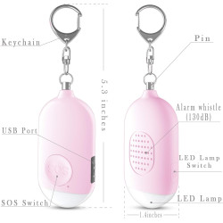 Safesound - Llavero con alarma personal con sirena de 130 dB, con linterna LED de emergencia, dispositivos de protección