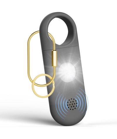 Alarma de seguridad personal para mujeres – Llaveros de autodefensa de 130 dB silbato de sirena con luz estroboscópica LED SOS –