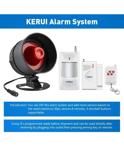 KERUI Kit de sistema de alarma de seguridad para oficina en casa, oficina en casa, inalámbrico, ruidoso, para interiores y