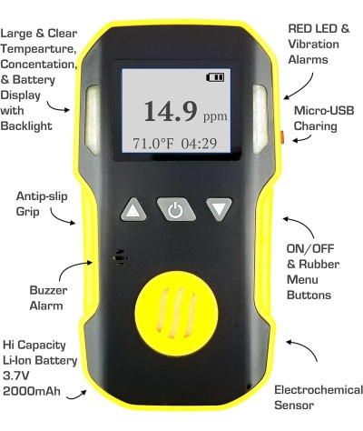 FORENSICS DETECTORS FD Monitor H2S + Bomba con Sonda por Forensics | EE.UU. NIST Calibrado | A prueba de agua y polvo | 0-100ppm