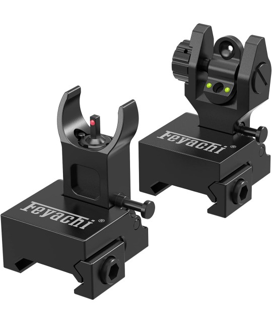 Feyachi S27 Fiber Optic Iron Sights Flip Up Front and Rear Sites with Red and Green Dot Picatinny Backup Sight Set