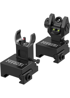 Feyachi S27 Fiber Optic Iron Sights Flip Up Front and Rear Sites with Red and Green Dot Picatinny Backup Sight Set