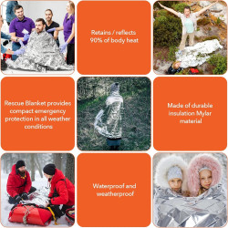 Paquete de 6 mantas de Mylar de emergencia, manta espacial de supervivencia