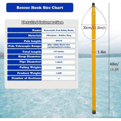 Gancho telescópico de rescate | Anillo telescopico de fibra de vidrio ajustable