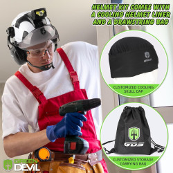 GREEN DEVIL Casco de seguridad | Casco con visera y luz para rescate o construccion