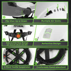 GREEN DEVIL Casco de seguridad | Casco con visera y luz para rescate o construccion