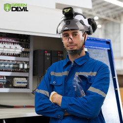 GREEN DEVIL Casco de seguridad | Casco con visera y luz para rescate o construccion
