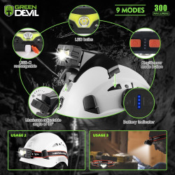 GREEN DEVIL Casco de seguridad | Casco con visera y luz para rescate o construccion