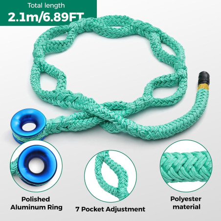 Arborist - Cuerda de elevación | Con anillo de aluminio y 7 ajustes de bolsillo