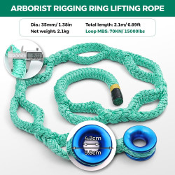 Arborist - Cuerda de elevación | Con anillo de aluminio y 7 ajustes de bolsillo