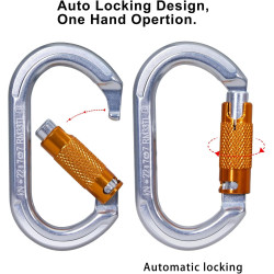 22KN - Mosquetón de escalada | Mosqueton con bloqueo automatico ideal para escalada, rescate y rappel