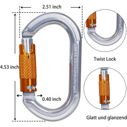 22KN - Mosquetón de escalada | Mosqueton con bloqueo automatico ideal para escalada, rescate y rappel