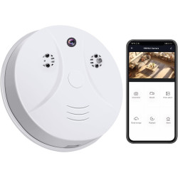 Cámara domo WiFi 1080P con detector de humo, cámara oculta de seguridad interior con detección de movimiento