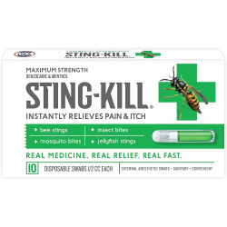 Sting-kill Hisopos anestésicos para picaduras | Alivia todo tipo de picaduras de insectos o medusas en segundos