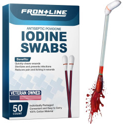 FrontLine Hisopos de yodo povidona | Hisotopo antiseptico para cortes y heridas