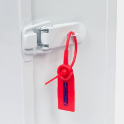 Gabinete de primeros auxilios multiusos con 4 estantes y estación médica con letrero de primeros auxilios