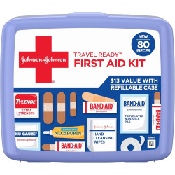 BAND-AID Brand Travel Ready Kit de primeros auxilios de emergencia portátil para cuidado de heridas menores