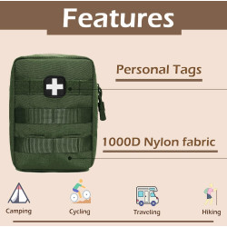 Kit de primeros auxilios EMT Medical IFAK bolsa, Molle Tactical Med bolsa de trauma de emergencia para camping, hogar, coche,