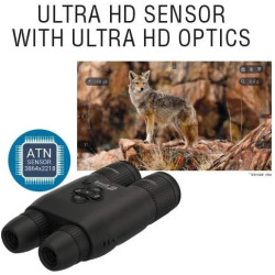 ATN BinoX - Prismáticos inteligentes 4K 4-16X para día/noche con buscador de rango láser, grabación de video Full HD, WiFi, zoom