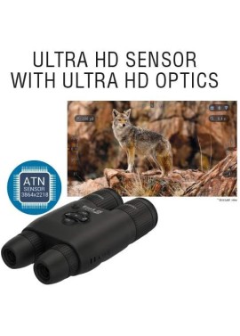 ATN BinoX - Prismáticos inteligentes 4K 4-16X para día/noche con buscador de rango láser, grabación de video Full HD, WiFi, zoom