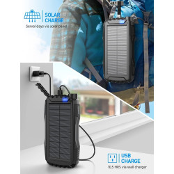 Power-Bank-Solar-Charger - Banco de energía de 42800 mAh, cargador portátil, batería externa 5V3.1A Qc 3.0 carga rápida linterna