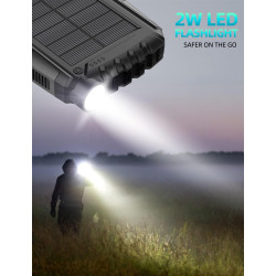 Power-Bank-Solar-Charger - Banco de energía de 42800 mAh, cargador portátil, batería externa 5V3.1A Qc 3.0 carga rápida linterna