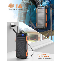 Power-Bank-Solar-Charger - Banco de energía de 42800 mAh, cargador portátil, batería externa 5V3.1A Qc 3.0 carga rápida linterna