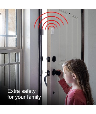 GE Alarma de seguridad personal para ventanas y puertas, paquete de 4, protección de bricolaje, alerta antirrobo, inalámbrico,