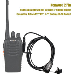 Caja de 10, auriculares Retevis Walkie Talkies con micrófono de 2 pines de tubo acústico compatible con Baofeng UV-5R Retevis