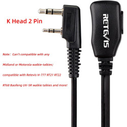 Caja de 10, auriculares Retevis Walkie Talkies con micrófono de 2 pines de tubo acústico compatible con Baofeng UV-5R Retevis