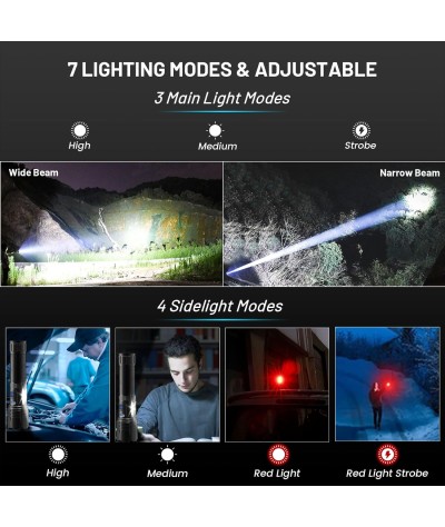 ALSTU Linterna LED recargable de alto lúmenes: 290,000 lúmenes linternas súper brillantes, potentes linternas tácticas, 7 modos