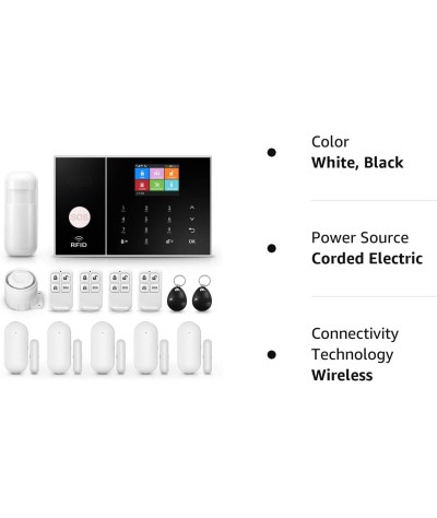 Clouree Sistema de alarma para el hogar con teclado, sistema de alarma de seguridad GSM para el hogar con sensor detector de
