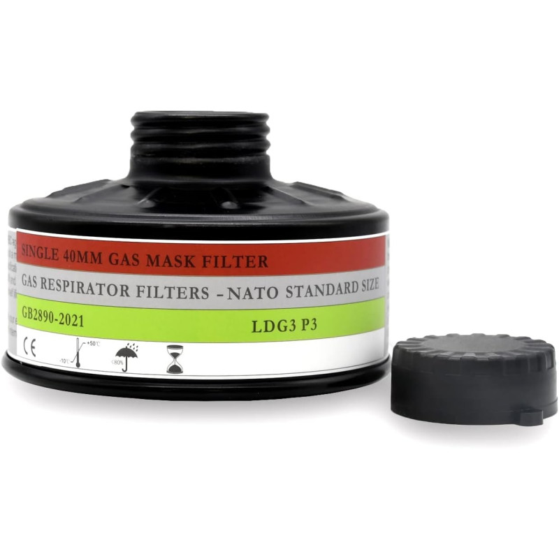 Filtro de máscara de gas Especificaciones de la OTAN NBC para máscaras de gas de 1.575 in Filtro con larga vida útil. 10 años