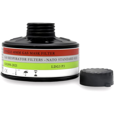 Filtro de máscara de gas Especificaciones de la OTAN NBC para máscaras de gas de 1.575 in Filtro con larga vida útil. 10 años