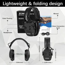 ZOHAN EM054 Electronic Ear Protection for Shooting Range with Sound Amplification Noise Reduction, Ear Muffs for Gun Range